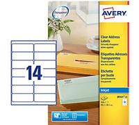 AVERY Zweckform Address Labels J8563-25 Adhesive A4 Transparent 99.1 x 38.1 mm 25 Sheets of 14 Labels