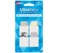 AVERY Zweckform Art. 74178 Adhesive Strips Transparent/Silver (32 Sticky Notes, 25.4 x 38.1 mm, Writeable Index Tabs Film, Post It, Removable Sticky Notes, Page Markers, Sticky Notes)