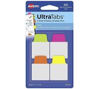 AVERY Zweckform Art. 74759 Adhesive Strips Transparent/Neon (40 Sticky Notes, 25.4 x 38.1 mm, Writeable Index Tabs Film, Removable Sticky Notes, Page Markers, Sticky Notes)
