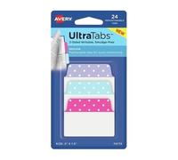 AVERY Zweckform Art. 74773 Adhesive Strips Transparent/Colourful (24 Sticky Notes 50.8 x 38.1 mm Writable Index Tabs Film, Removable Sticky Notes, Adhesive Markers)