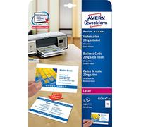 AVERY Zweckform C32016-10 Premium Visitenkarten, blanko (100 Stück, 220g, 85x54