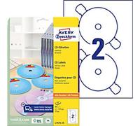 AVERY Zweckform CD/DVD Labels L7676-25 adhesive A4 White 117 mm 25 Sheets of 2 Labels