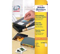 Avery Zweckform Disk Label DIN A4 70 x 50.8 mm Removable White for 8.9 cm (3.5 Inch) Disk + Mini Disc Cases White Plastic 250 Labels