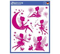 AVERY Zweckform Fairies Window Decorations, 8pcs/Sheet, Glossy, Waterproof, Removable, Reusable, Self-Adhesive Stickers for Windows, Doors, Walls, Girls, Princess, Rosa