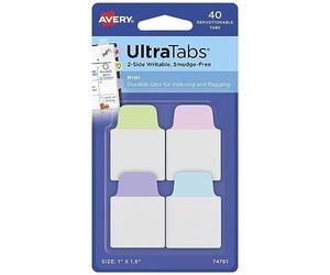 AVERY Zweckform Item 74761 Adhesive Strips Transparent/Pastel (40 Sticky Notes, 25.4 x 38.1 mm, Film Index Tabs, Removable Sticky Notes, Page Markers, Sticky Notes, Adhesive Markers)