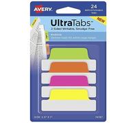 AVERY Zweckform Item 74767 Adhesive Strips Transparent/Neon (24 Sticky Notes, 63.5 x 25.4 mm, Film Index Tabs, Removable Sticky Notes, Page Markers, Sticky Notes, Adhesive Markers)