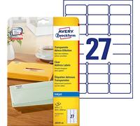 Avery Zweckform J4721-25 Transparent Address Labels 63.5 x 29.6 mm 25 Sheets