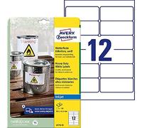 AVERY Zweckform J4776-10 Weatherproof Film Labels Inkjet (120 Stickers, 99.1 x 42.3 mm on A4, Extremely Strong Self-Adhesive, Waterproof, Durable, Printable Outdoor Adhesive Film), 10 Sheets, White