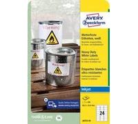 AVERY Zweckform J4778-10 Weatherproof Film Labels Inkjet (480 Stickers, 45.7 x 21.2 mm on A4, Extremely Strong Self-Adhesive, Waterproof, Durable, Printable Outdoor Adhesive Film), 10 Sheets, White