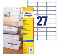 Avery Zweckform J4792-25 Address Labels (63.5 x 29.6 mm 25 Sheets White Matt Paper Pack of 675