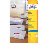 Avery Zweckform J8162-25 Address A4 Matt Paper Pack of 400 Labels 99.1 x 33.9 mm 25 Sheets White