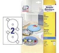 Avery Zweckform J8676-50 CD Labels (Pack of 25 Sheets, Quick Drying, Ø 117 mm 25