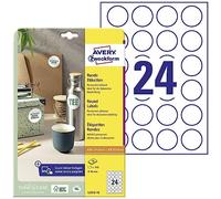 AVERY Zweckform L3415-10 Round Labels (240 Stickers on 10 Sheets, for Printing, Self-Adhesive, Diameter 40 mm, A4, Adhesive Dots for Labelling Documents, Products) White