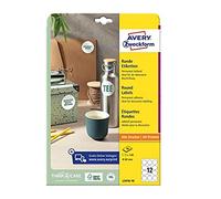 AVERY Zweckform L3416-10 Round Labels (120 Adhesive Dots, Diameter 60 mm on A4, Round Stickers for Printing, Self-Adhesive Product Labels, Permanent Adhesive Jam Labels), 10 Sheets, White
