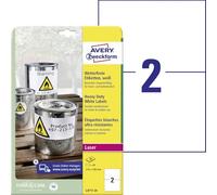 AVERY Zweckform L4717-20 Weatherproof Film Labels (40 Adhesive Labels, 210 x 148 mm on A4, Extremely Strong Self-Adhesive, Waterproof, Durable, Printable Outdoor Adhesive Film), 20 Sheets, White