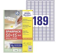 AVERY Zweckform L4731REV-65 Universal Labels (9.450 Plus 2,835 Extra Adhesive Labels, 25.4 x 10 mm on A4, Removable/Removable Without Residue, Printable, Self-Adhesive Stickers) 65 Sheets, White