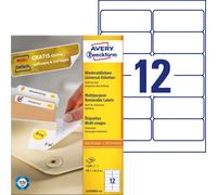 Avery Zweckform L4743REV-100 Universal Labels 100 Sheets / 1,200 Labels / 99.1 x