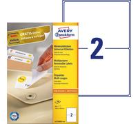 Avery Zweckform L4743REV-100 Universal Labels 100 Sheets / 200 Labels / 199.6 x