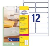 Address labels: Avery Zweckform 99.1 x 42.3 transparent
