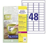 AVERY Zweckform L4778REV-20 Weatherproof Film Labels (960 Stickers, 45.7 x 21.2 mm on A4, Self-Adhesive, Waterproof, Removable, Durable, Printable Outdoor Adhesive Film), 20 Sheets, White