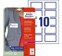 Avery Zweckform L4787-20 Self-Adhesive Name Badges 20 Sheets / 200 Labels / 80 x 50 mm White/Blue