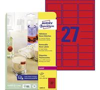 AVERY Zweckform L6003-25 leuchtend neonrote Etiketten (675 Aufkleber, 63,5x29,6m