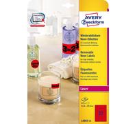 Avery Zweckform L6003-25 Labels 63.5 x 29.6 mm Neon Red