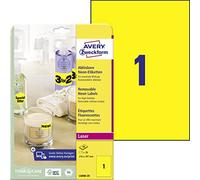 Avery Zweckform, L6006-20 Removable Neon Labels / 210 x 297 mm / 20 Sheets
