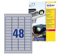 AVERY Zweckform L6009-100 Name Plate Foil Labels (4,800 Stickers, 45.7 x 21.2 mm on A4, Strong Self-Adhesive, Heavy Duty, Weatherproof, Printable Adhesive Film, Blank) 100 Sheets, Silver