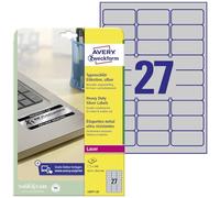 Avery Zweckform L6011-20 Heavy-Duty Labels 63.5 x 29.6 mm Weather-Resistant 20 Sheets / 540 Labels Silver