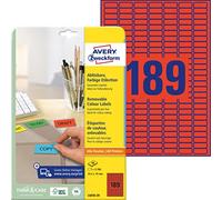 AVERY Zweckform L6036-20 Rote Etiketten (3.780 Aufkleber, 25,4x10mm auf A4, wied