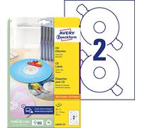 Avery Zweckform L6043 25 A4 Pack of 50 CD Labels Diameter 117 mm 25 Sheets White