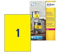 Avery L6111 Heavy Duty Weatherproof Laser Labels 210 x 297 mm - 20 Sheets - Yellow (US IMPORT)