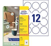 Avery Zweckform L7104REV-25 Pack of 300 Labels, Circular, Removable, Diameter 60 mm, 25x A4 Sheets White