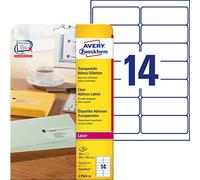 Avery Zweckform L7563-25 Universal Address Labels 25 Sheets / 350 Labels / 99.1 x 38.1 mm/Transparent