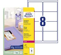 Avery Zweckform L7765-40 Labels with Special Coating 40 Sheets / 320 Labels / 99.1 x 67.7 mm White
