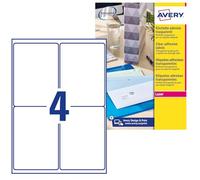 AVERY Zweckform L7786-25 Transparent Labels (100 Adhesive Labels, 99.1 x 139 mm on A4, Stickers for Printing, Self-Adhesive, Weatherproof, Labels/Product Stickers), 25 Sheets, Transparent