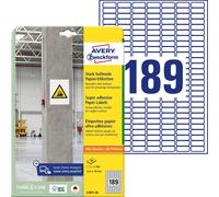 Avery Zweckform L7871 Adhesive Labels 25.4 x 10 MM, 20 Sheets/3780 Labels/White
