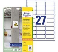 Avery Zweckform L7874 Adhesive Labels 63.5 x 29.6 mm, 20 Sheets/540 Labels/White