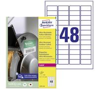 AVERY Zweckform L7911-40 Durable Film Labels (45.7 x 21.2 mm on DIN A4, Extremely Strong Self-Adhesive, Printable Outdoor Adhesive Film) 1,920 Stickers on 40 Sheets White