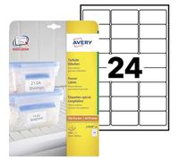 Avery Zweckform L7970-25 Deep Freezer Labels / 63.5 x 33.9 mm / 25 Sheets / 600 Labels White