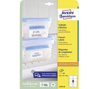 AVERY Zweckform L7976-25 Freezer Labels (200 Stickers, 99.1 x 67.7 mm on A4, Self-Adhesive, Temperature-Resistant and Freezer-Resistant Adhesive Labels for Freezer, Printable) 25 Sheets, White