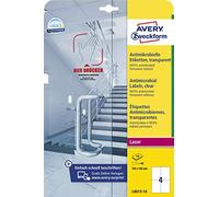 AVERY Zweckform L8013-10 Adhesive Film Antibacterial A6 (Removes 99.9% of All Bacteria, Viruses, Germs, 40 Hygiene Stickers, Permanent Labels for Door Handles, Contact Surfaces) 10 Sheets