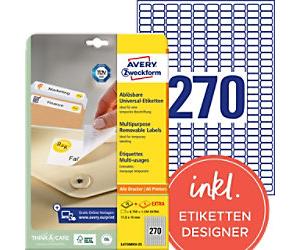 AVERY Zweckform Labels L4730REV-25 Adhesive A4 White 17.8 x 10 mm 30 Sheets of 270 Labels