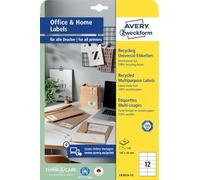 AVERY Zweckform LR3424-10 Recycled Labels 120 Address Labels 105 x 48 mm on A4 100% Recycled Paper Printable Address Labels Self-Adhesive 10 Sheets Natural White