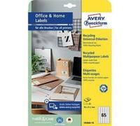 AVERY Zweckform LR3666-10 Recycled Labels 650 Address Labels 38 x 21.2 mm on A4 100% Recycled Paper Printable Universal Labels Self-Adhesive 10 Sheets Natural White