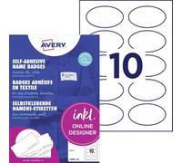 Avery Zweckform Name Labels (200 Name Stickers, 85 x 50 mm on DIN A4, Self-Adhesive, Printable Textile Labels Made of Acetate Silk, Residue Removable, Laser, 20 Sheets L4882-20) White