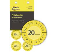 AVERY Zweckform Pack of 80 Test Badges 20 (with Year to Enter Yourself, Durable, Strong Self-Adhesive, 30 mm, Test Stickers, Writeable Test Seal Made of Vinyl Adhesive Film) 7902 Yellow