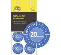 AVERY Zweckform Pack of 80 Test Badges 20xx (with Year to Enter Yourself, Durable, Strong self-Adhesive, Diameter 30 mm, Test Sticker, labelable Seal Made of Vinyl Adhesive Film) 7903 Blue