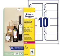 AVERY Zweckform Sturdy Tags Pack of 100 with Cords (90 x 50 mm on A4, Printable on Both Sides, Extra Smooth Edges, Gift & Price Tags) Cardboard 220 g, White